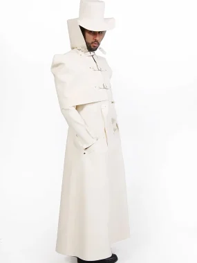 Latex Mens Caped Double-Breasted Trench Coat