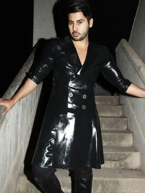 Latex Mens Double-Breasted Three-Quarter Length Coat