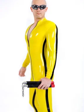 Latex Mens Martial Arts Bruce Lee Style Catsuit