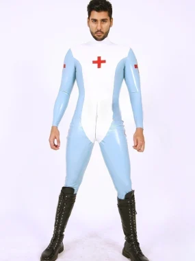 Latex Mens Medic Look Neck Entry Catsuit