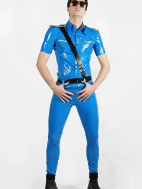 Latex Mens Military Style Uniform Pants