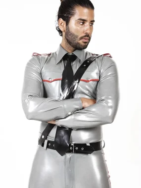 Latex Mens Police Uniform Long Sleeves Shirt