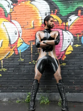 Latex Mens Tribalistic Two-Tones Catsuit