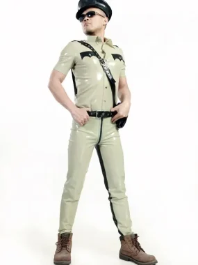 Latex Mens Tropical Style Police Uniform Pants