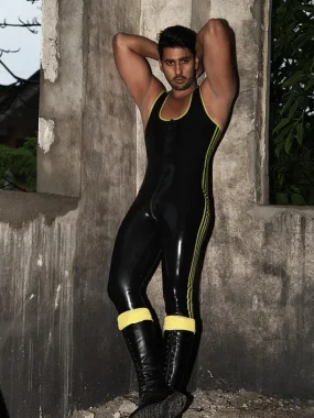 Latex Mens Unitard Striped Catsuit