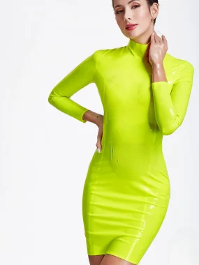 Latex Micro-Length Long-Sleeved Top Dress