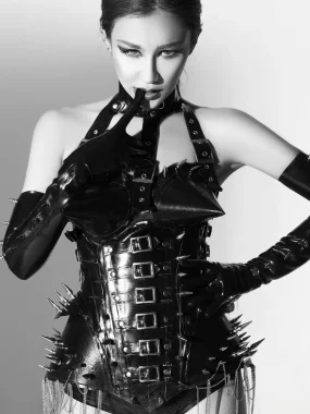 Latex Multi-Spiked & Strapped Mistress Corset