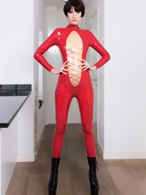 Latex Zig-Zag Jumpsuit Catsuit